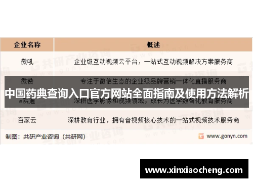中国药典查询入口官方网站全面指南及使用方法解析